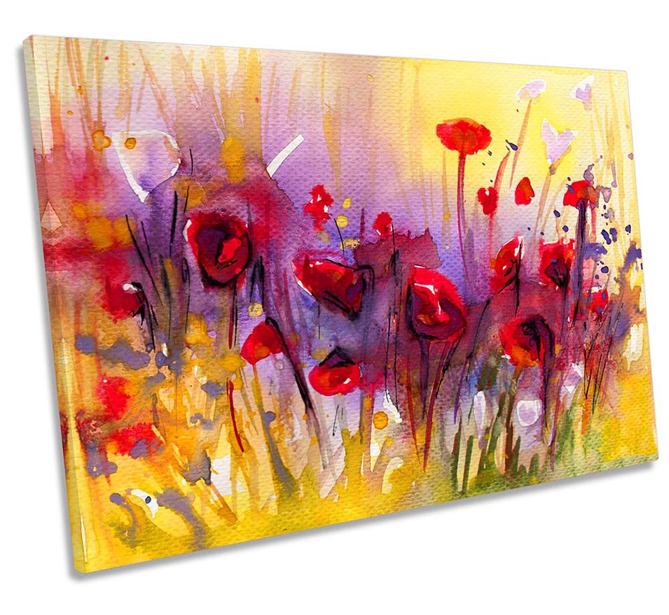 Abstract Red Poppy Flowers