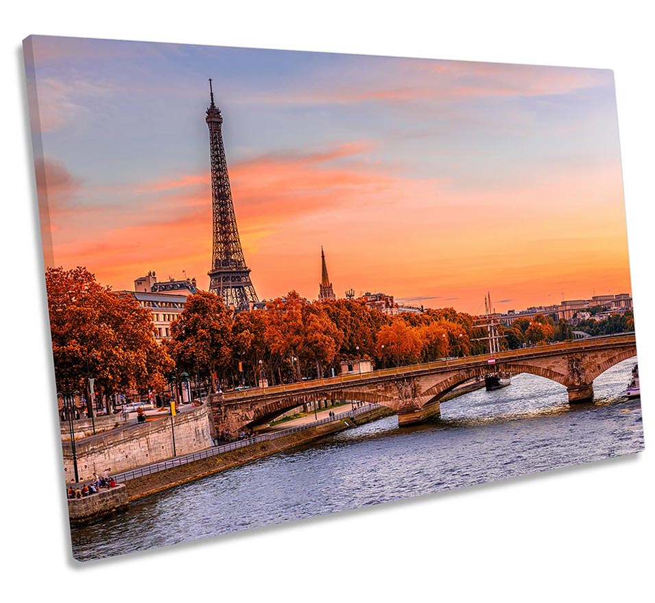 Eiffel Tower Sunset River Seine