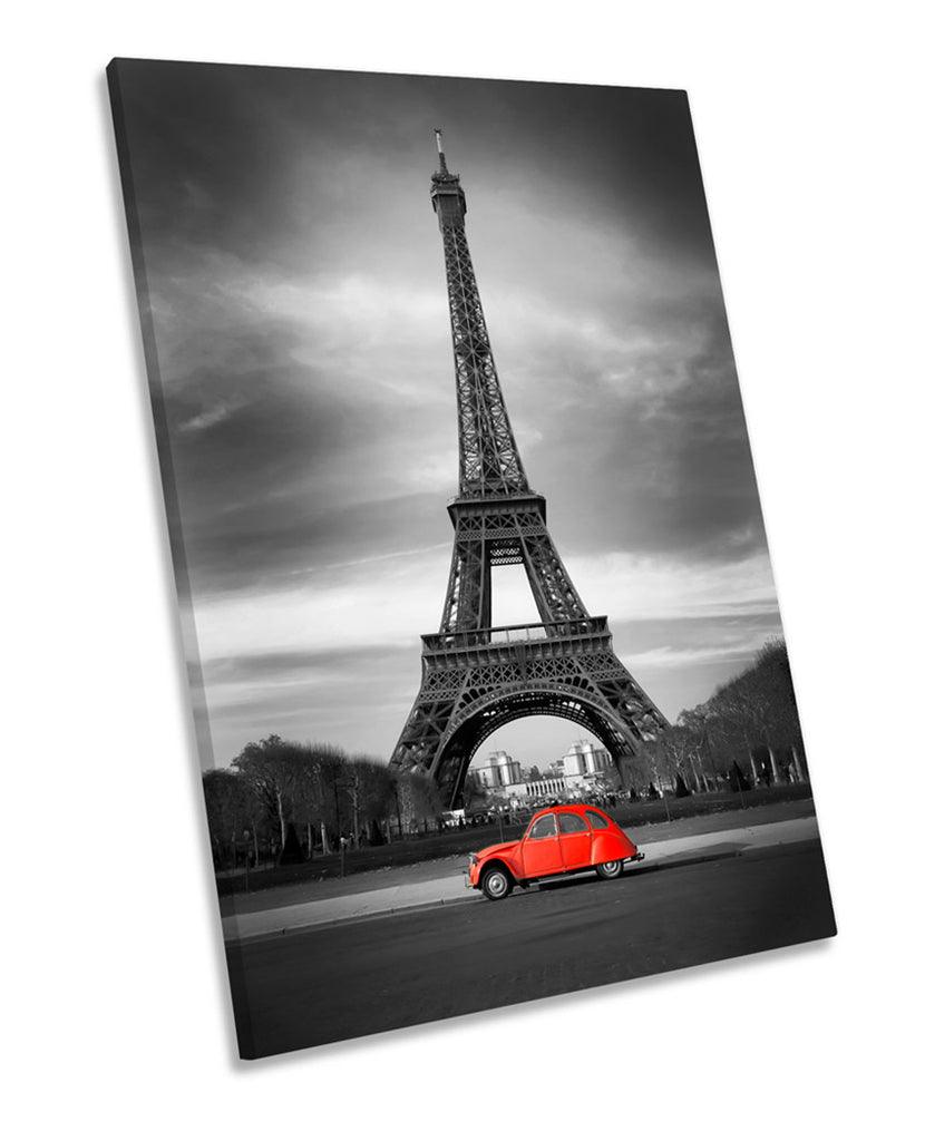 Eiffel Tower Retro Red Car Paris