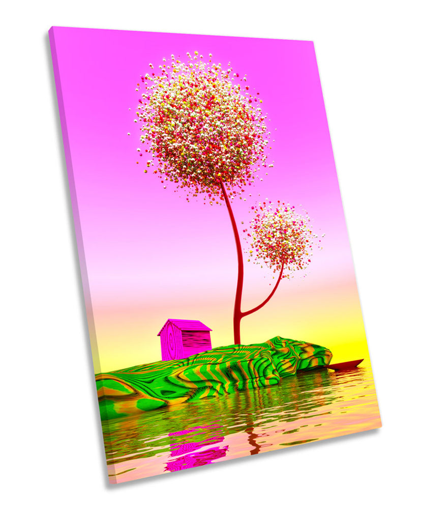 Abstract Pink Landscape Tree