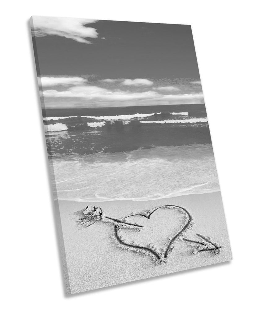 Beach Love Heart Sand B&W