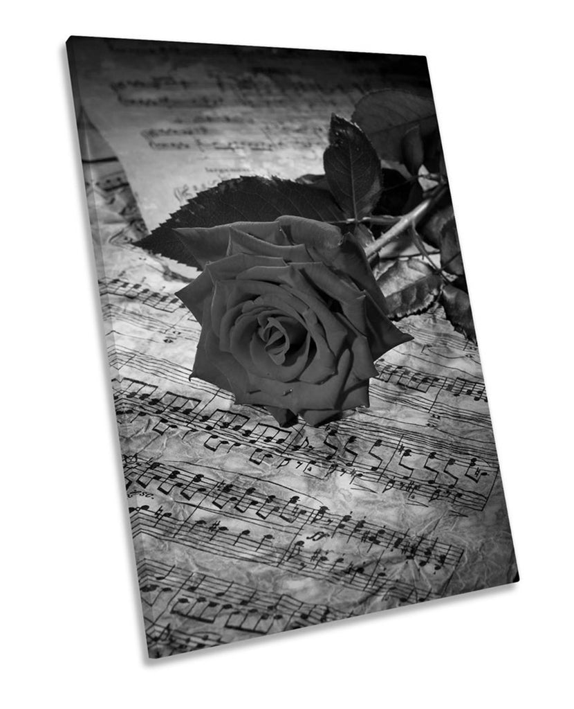 Rose Flower Vintage Music Sheet B&W