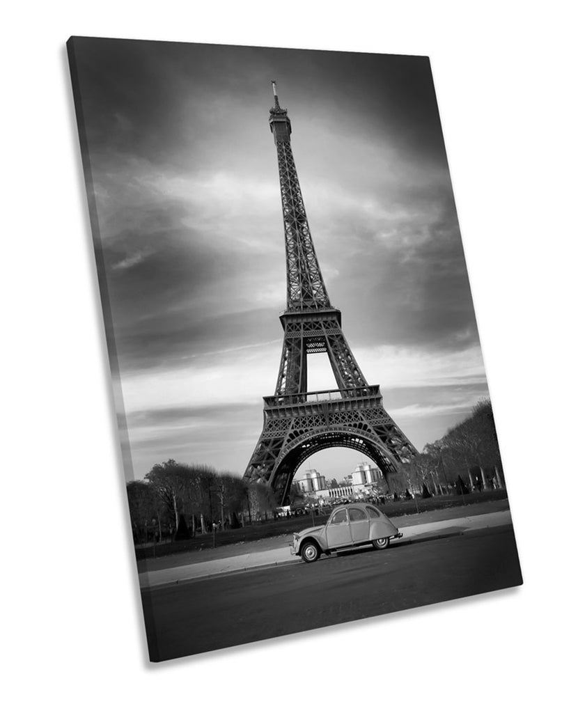 Eiffel Tower Retro Car Paris B&W