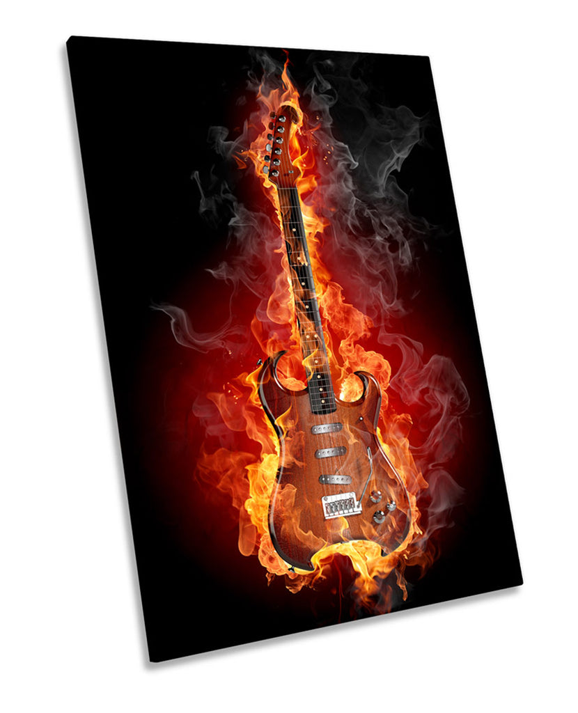Flaming Red Guitar Music Rock