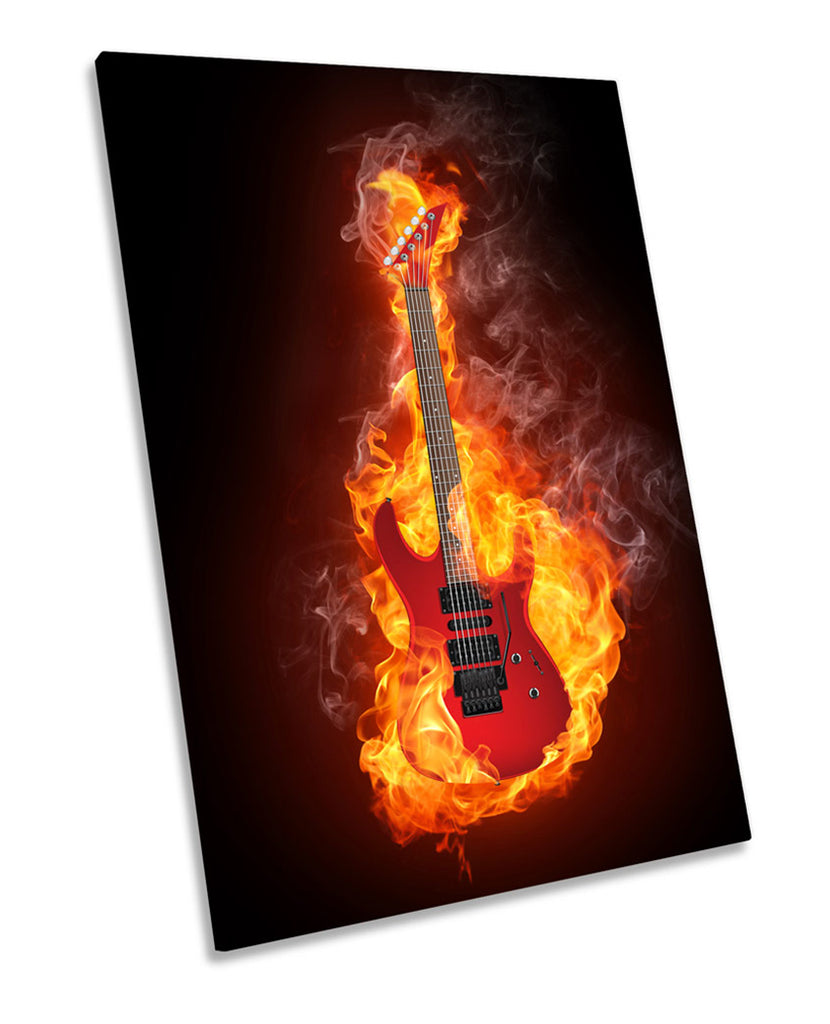 Flaming Rock Guitar Red Music