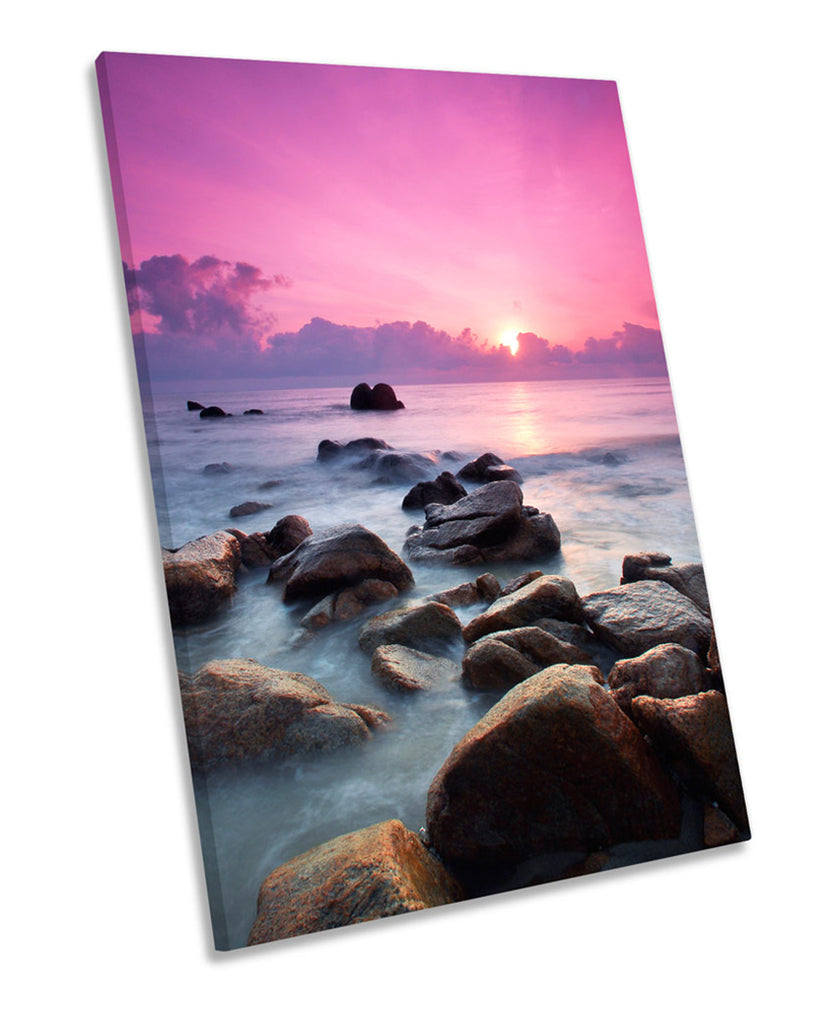 Sunset Seascape Pink Rocky