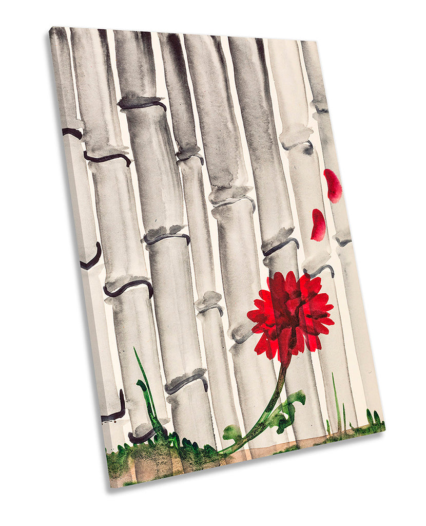 Red Poppy Flower Bamboo