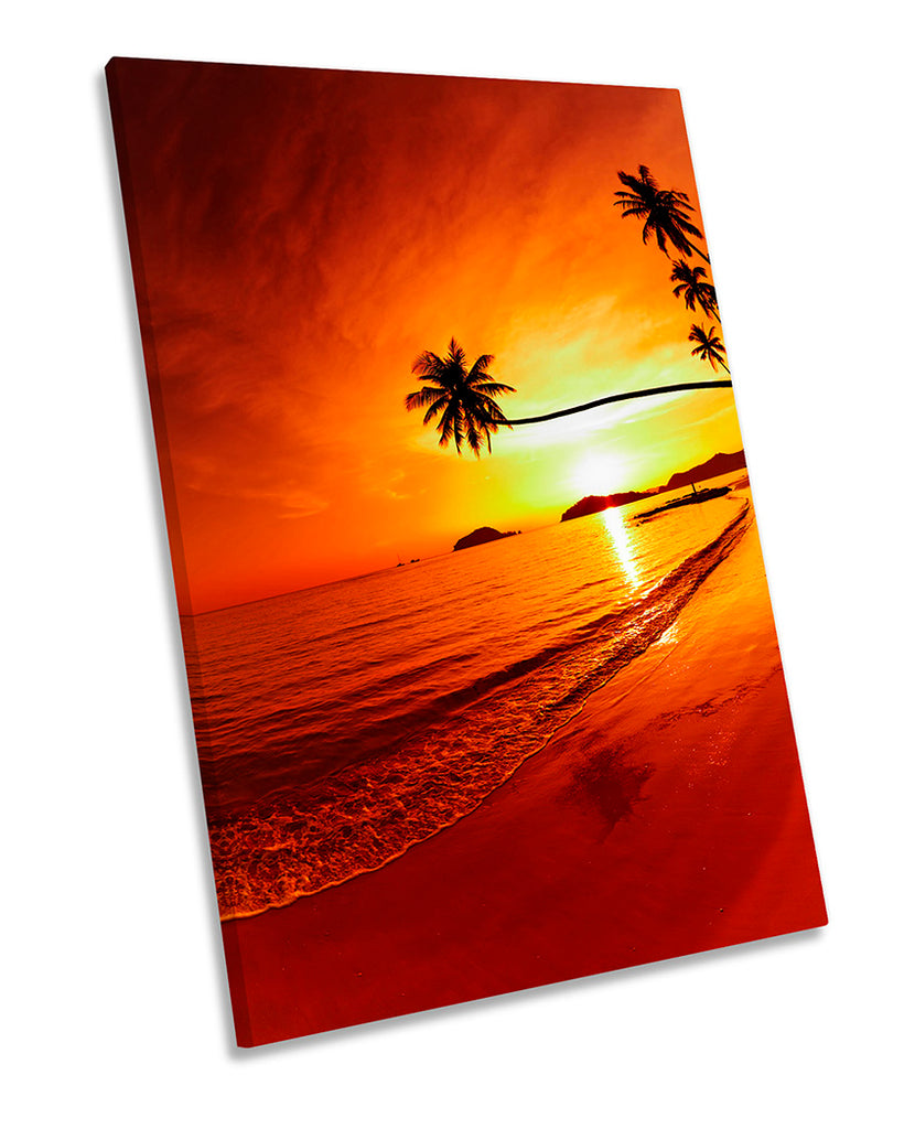 Sunset Beach Palm Trees Orange