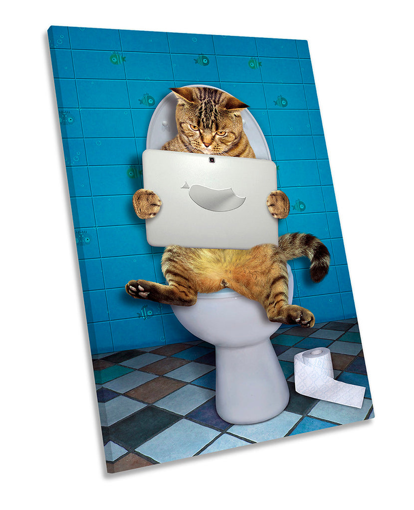 Funny Cat Toilet Bathroom Blue