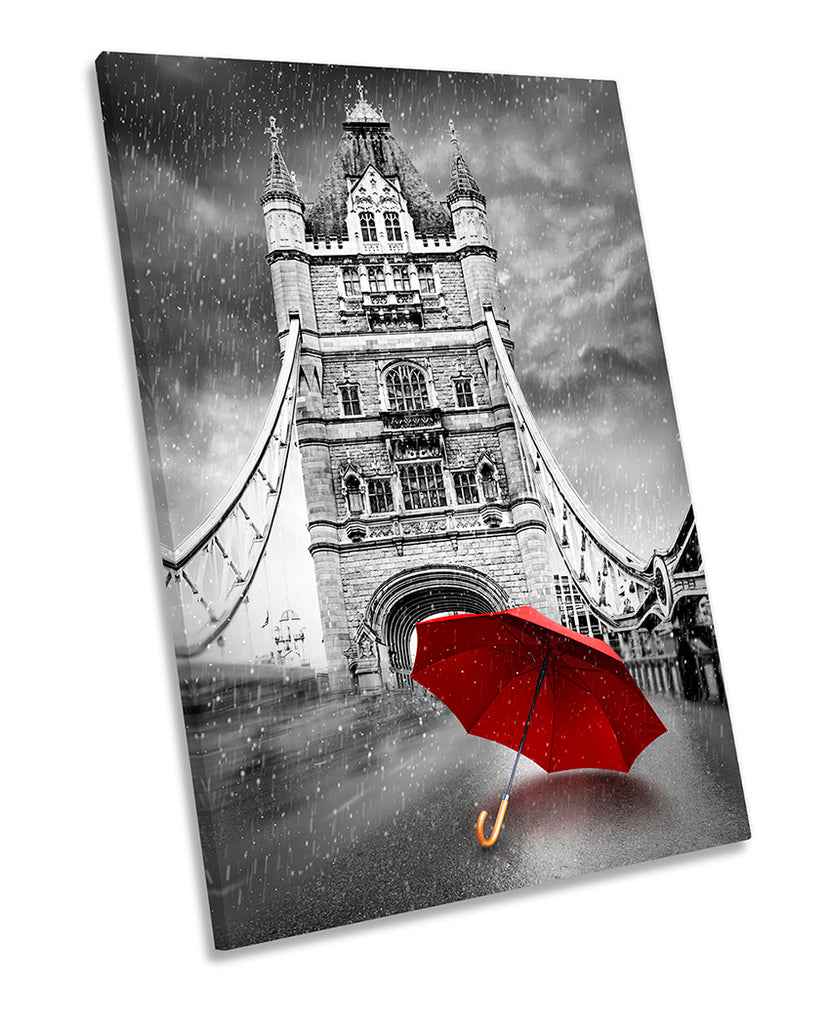 Tower Bridge Red Umbrella Grey