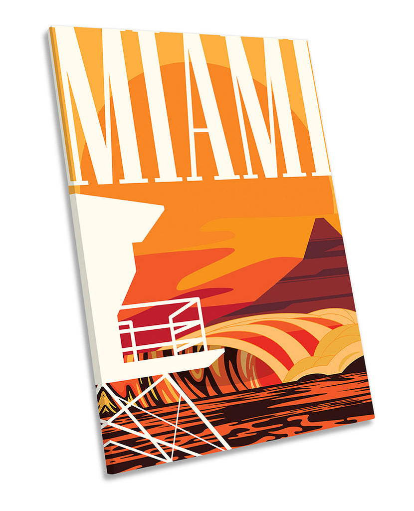 Miami Art Deco Beach Travel Orange
