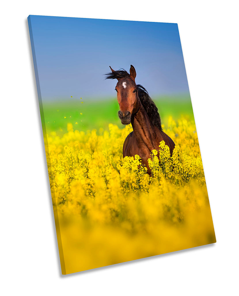 Horse Floral Field Yellow