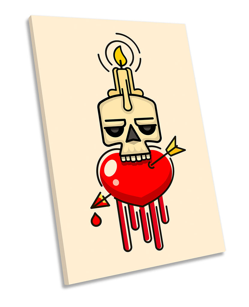 Skull Candle Heart Tattoo Red
