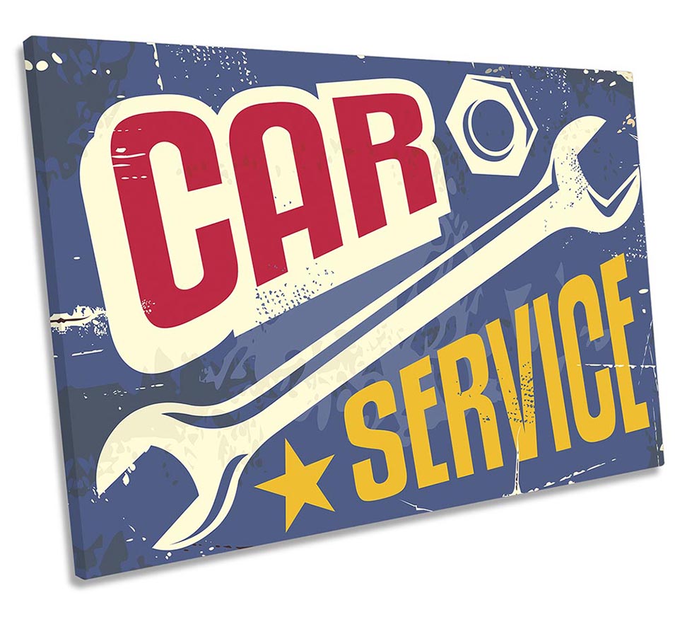 Garage Car Service Retro Blue