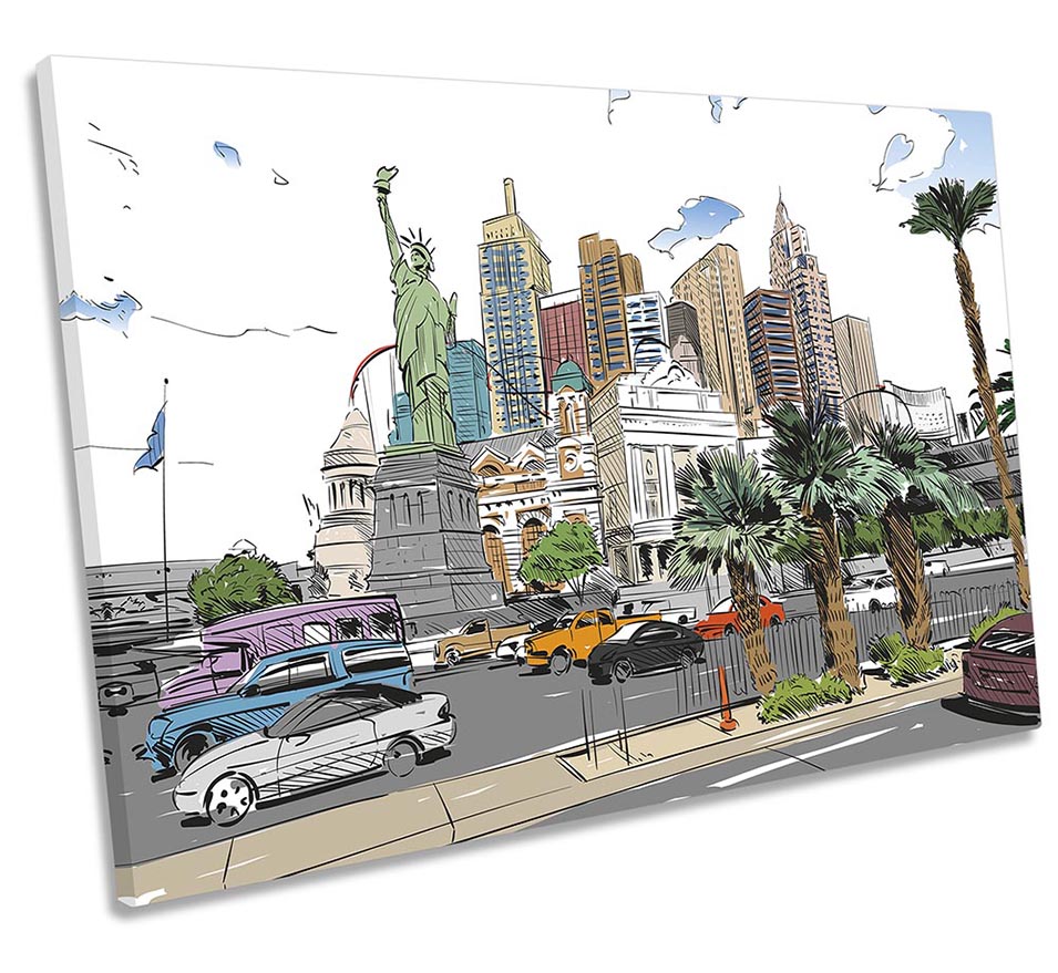Las Vegas City Sketch Modern Multi-Coloured