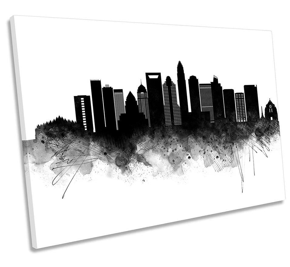 Charlotte Abstract City Skyline Black