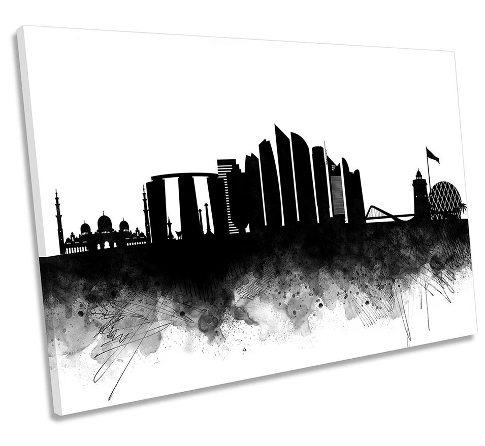 Abu Dhabi Abstract City Skyline Black