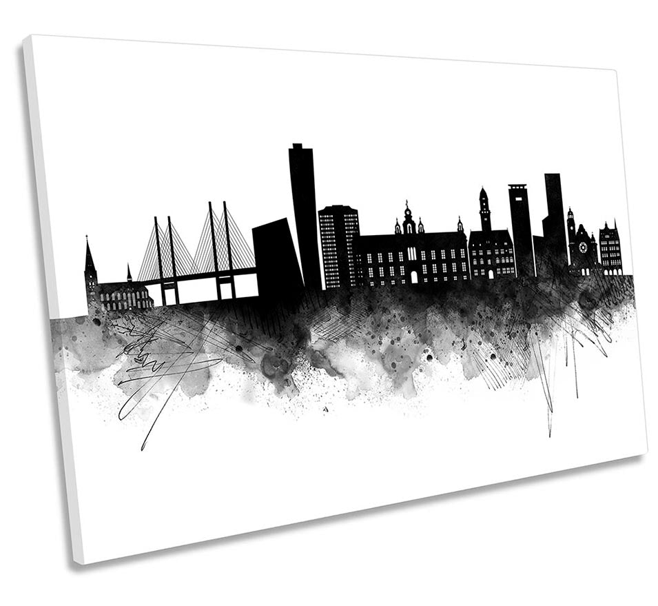 Malmo Abstract City Skyline Black