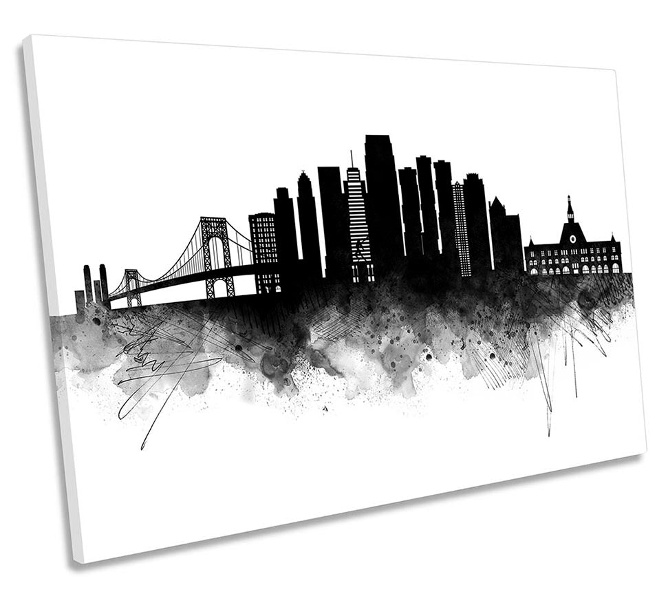 Jersey City Abstract Skyline Black