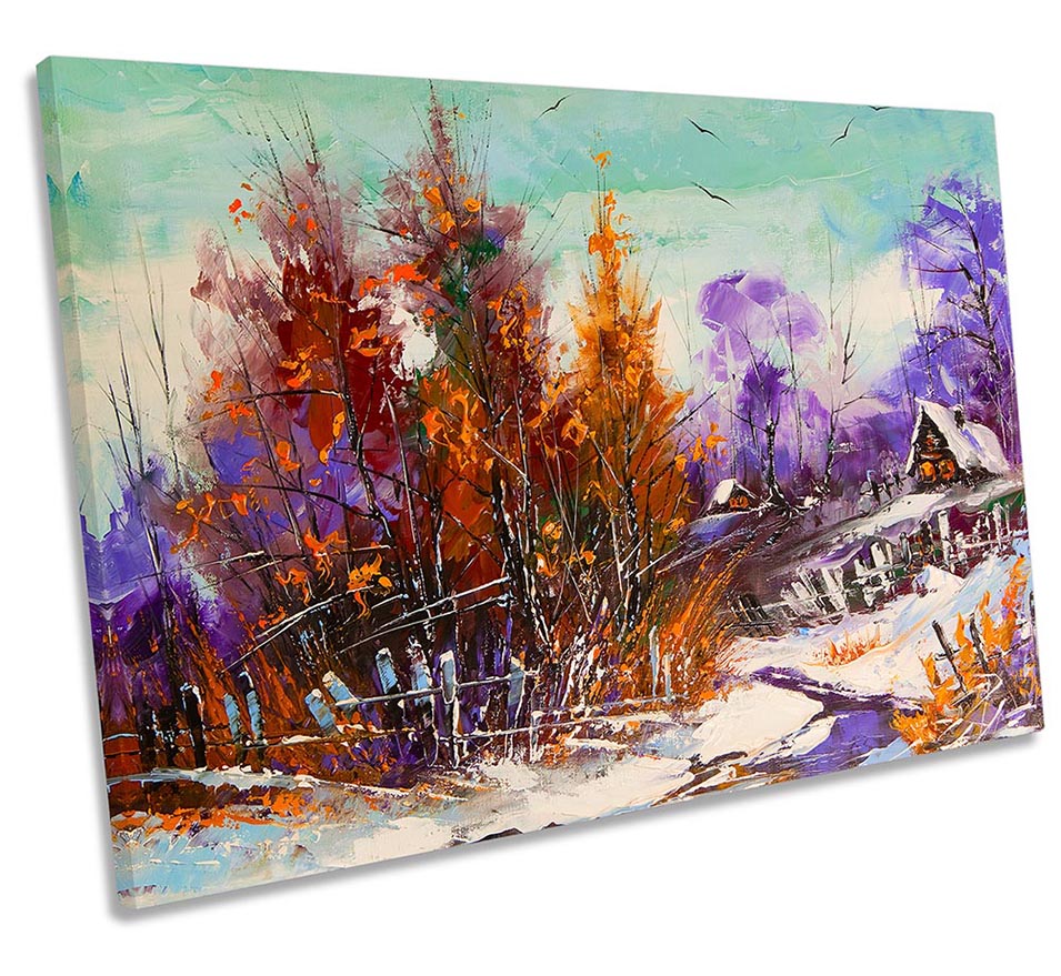 Winter Abstract Rural Scene Multi-Coloured