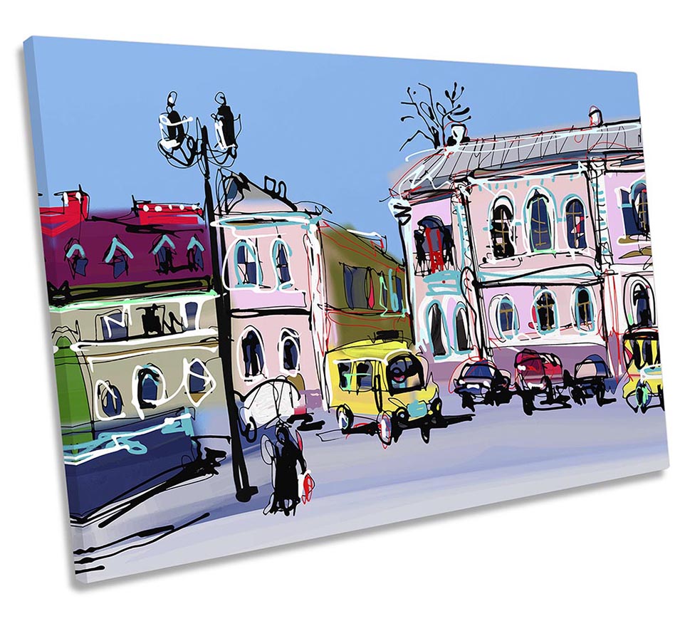 Ukraine Old Town City Sketch Blue