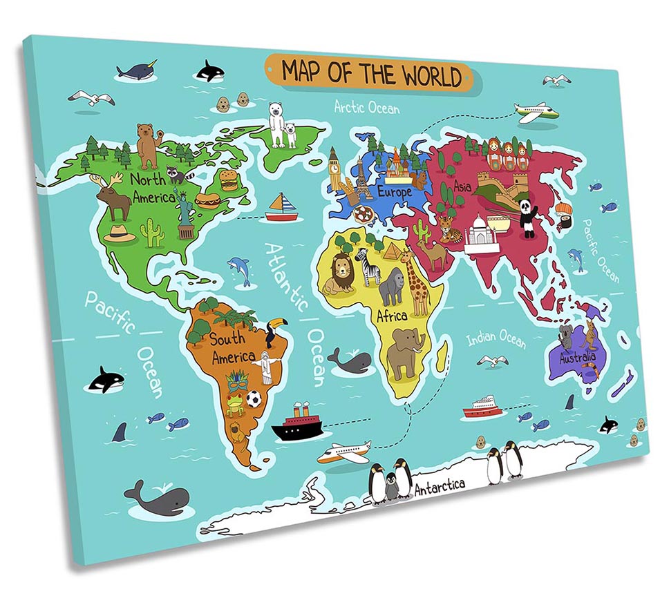 Map of the World Childern's Turquoise