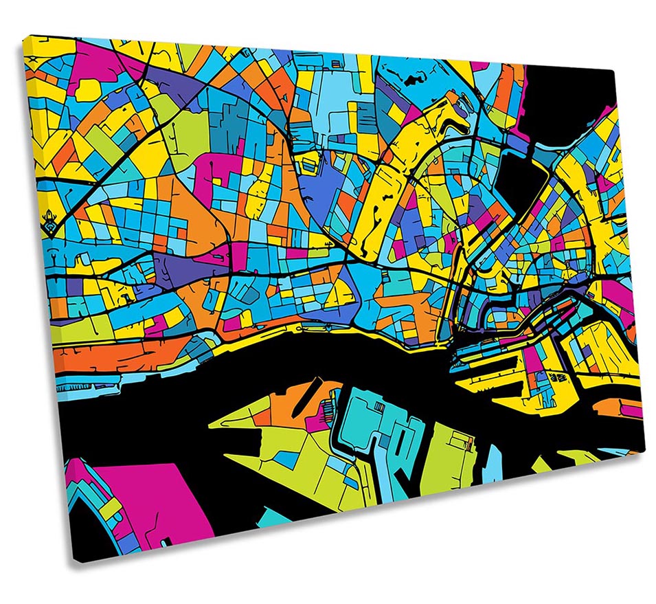 Hamburgh City Modern Map Multi-Coloured
