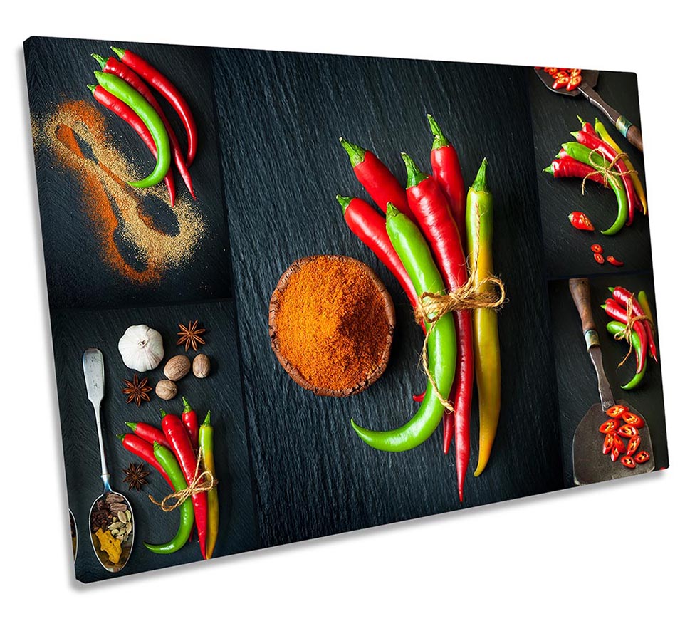 Chilli Kitchen Food Collage Grey