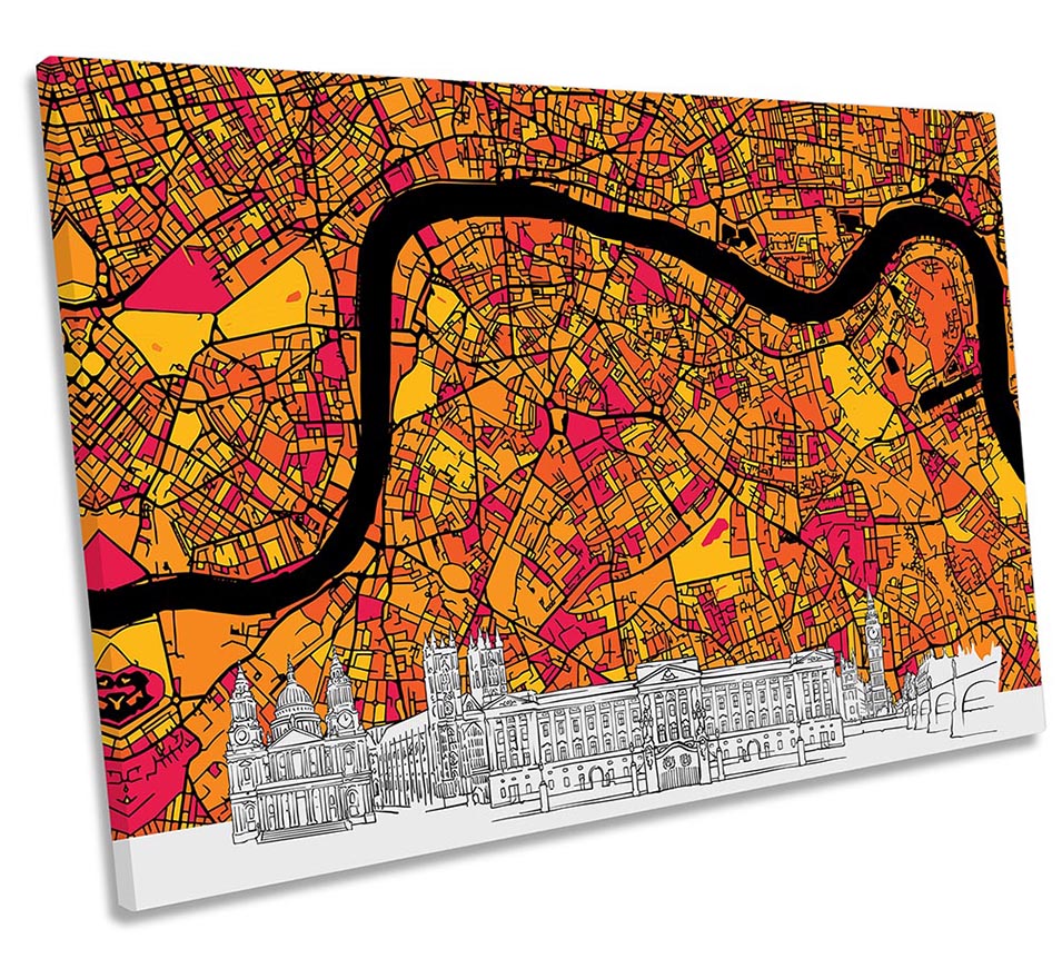 London Skyline Map Orange