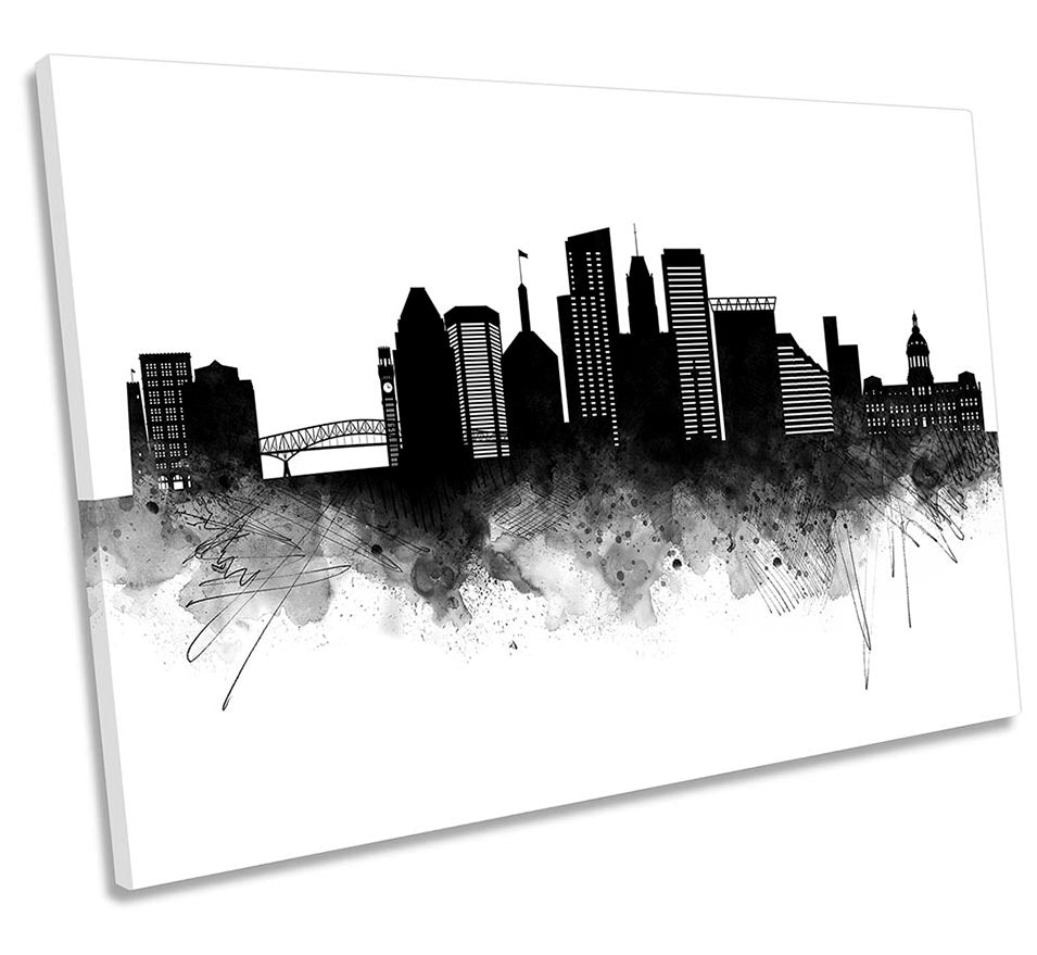 Baltimore Abstract City Skyline Black