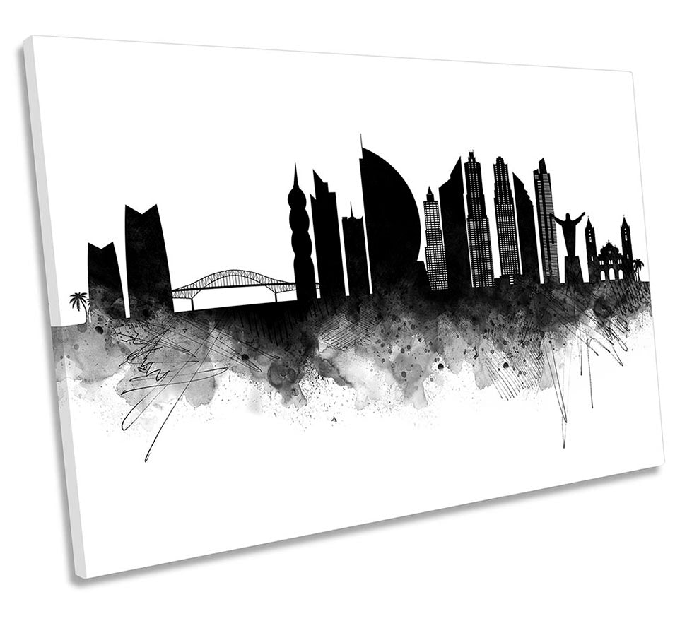 Panama City Abstract Skyline Black