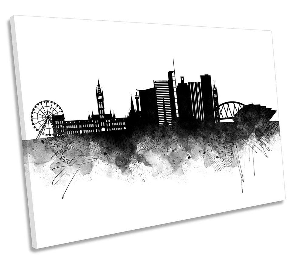 Glasgow Abstract City Skyline Black
