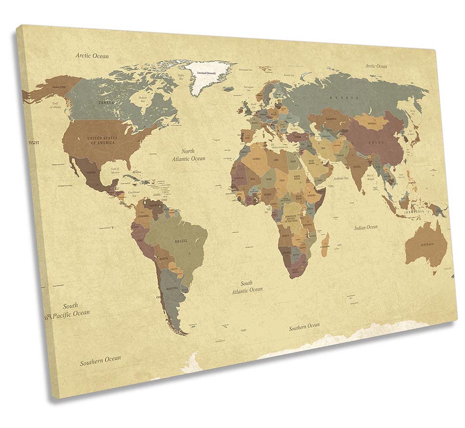 Map of the World Beige