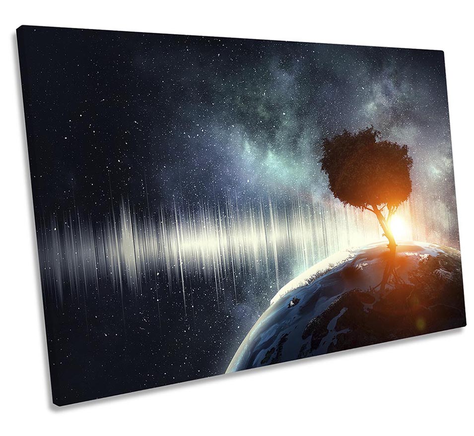 Planet Earth Tree Outer Space Black