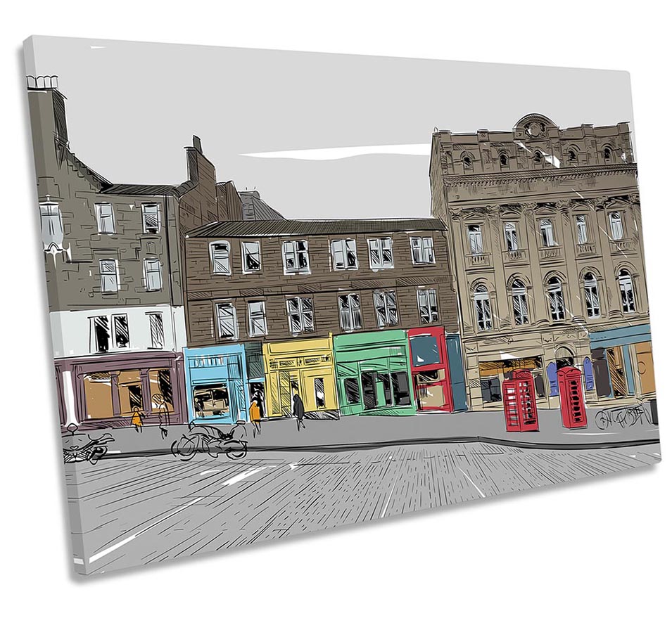 Edinburgh Street Sketch Multi-Coloured
