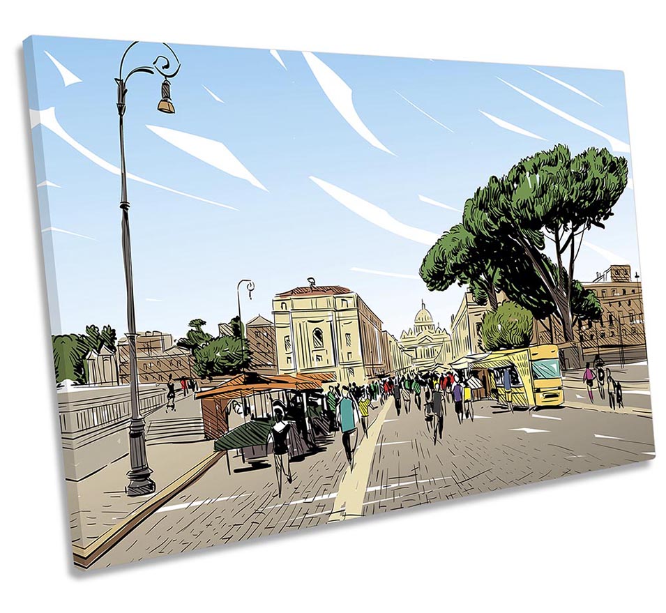 Rome Italy City Sketch Multi-Coloured