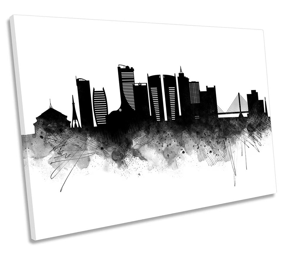 Dar Es Salamm Abstract City Skyline Black