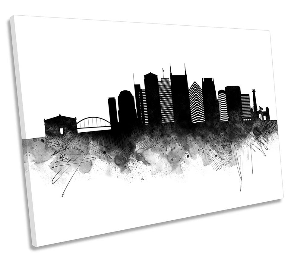 Nashville Abstract City Skyline Black