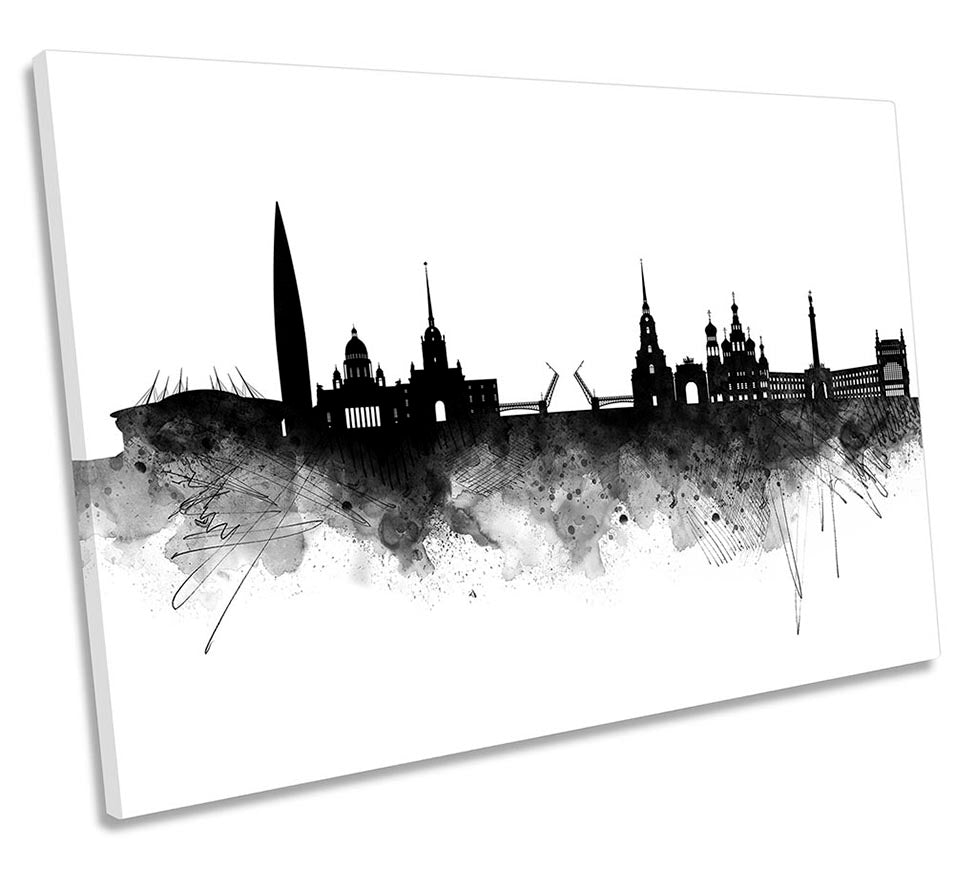 St Petersburg Abstract City Skyline Black
