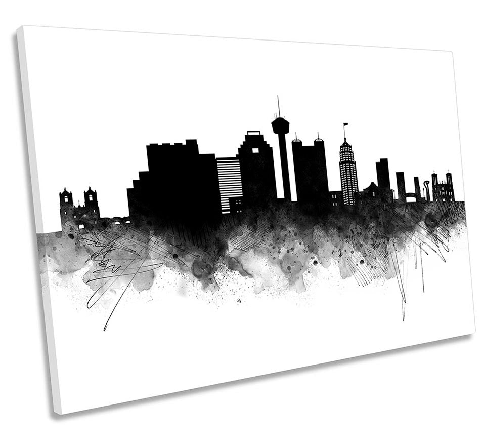 San Antonio Abstract City Skyline Black