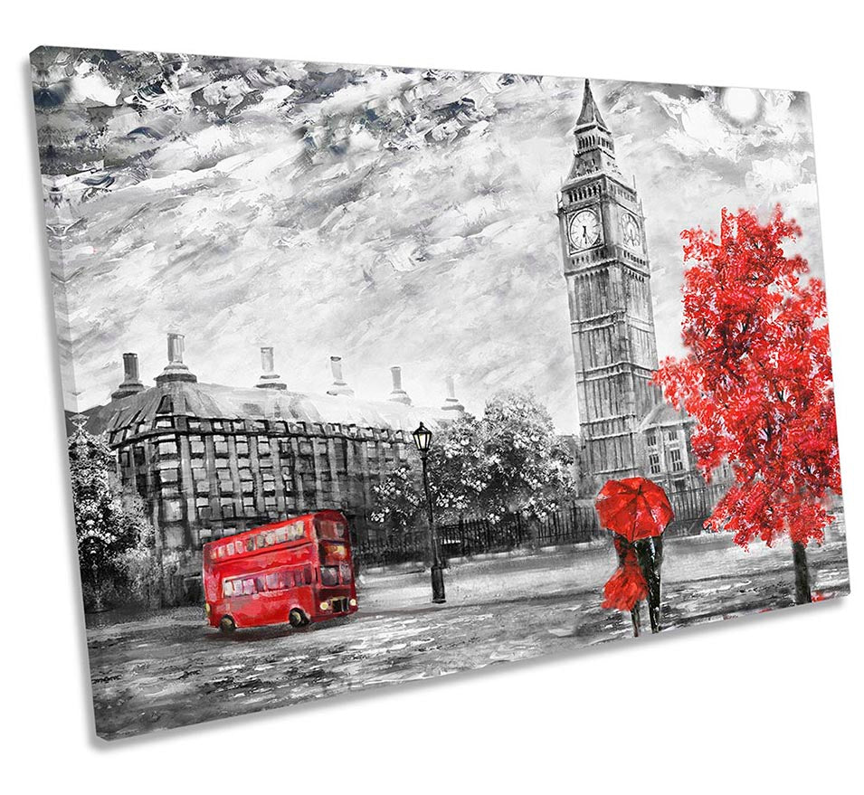 London Bus Big Ben Floral Red