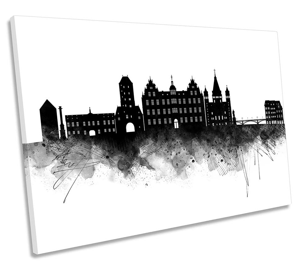 Mainz Abstract City Skyline Black