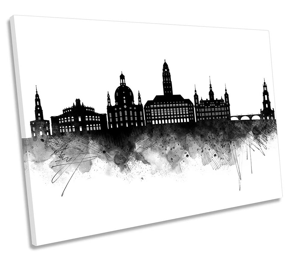 Dresden Abstract City Skyline Black