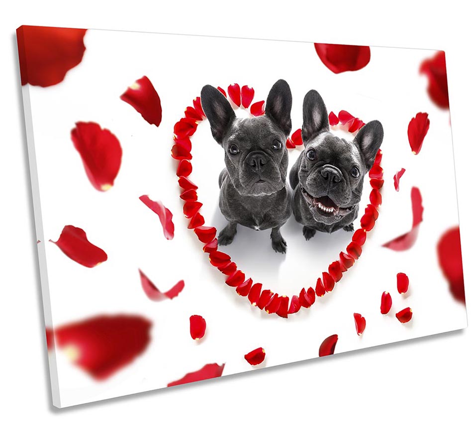 French Bulldogs Love Heart Red
