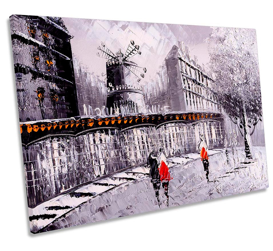 Paris Street City Painting Grey