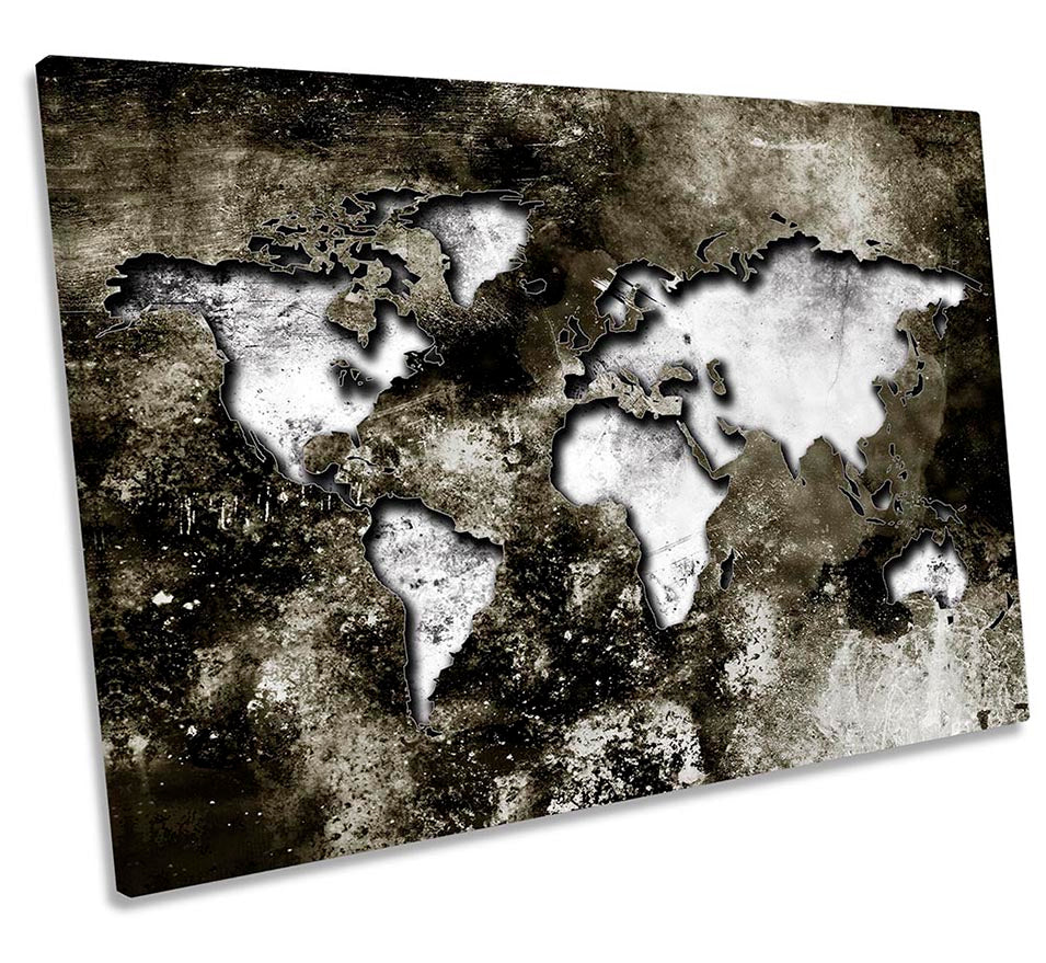 Map of the World Distressed Grey