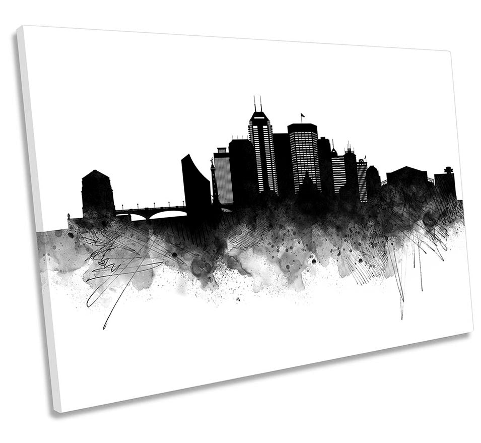 Indianapolis Abstract City Skyline Black