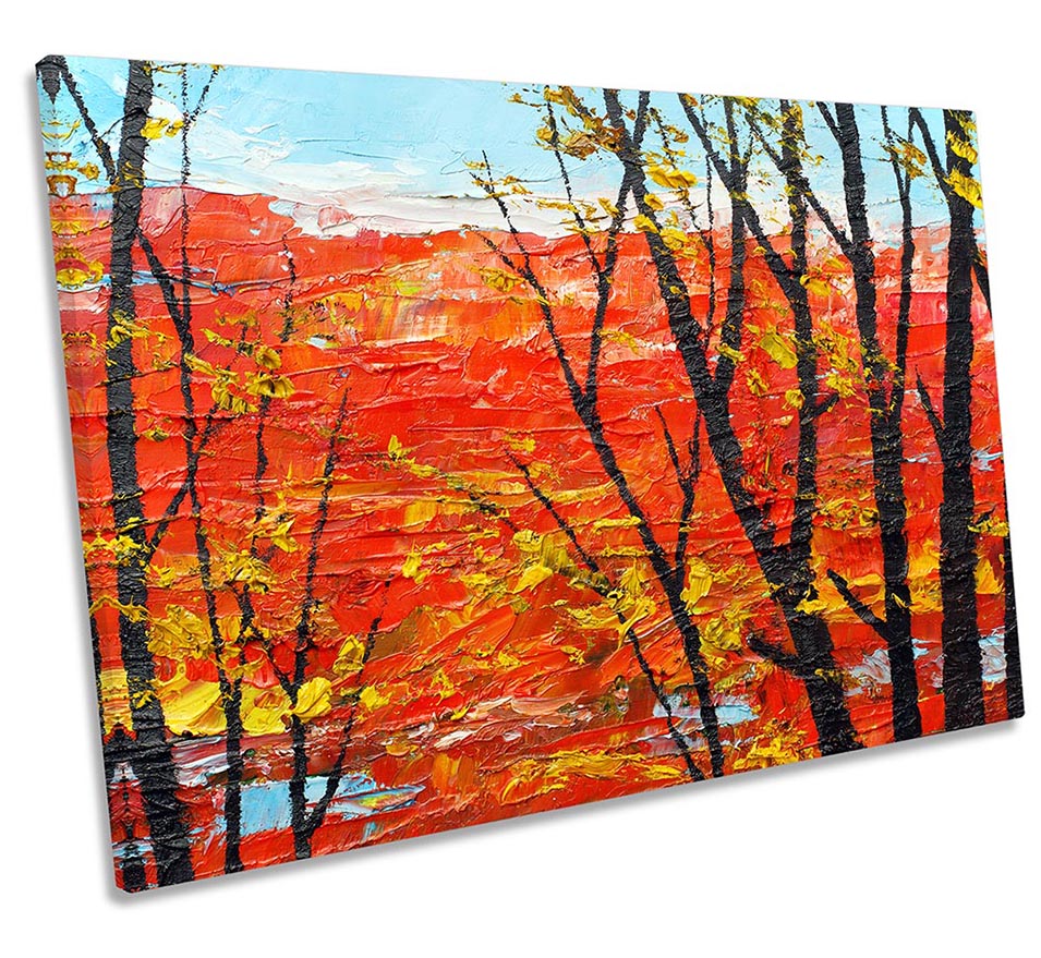 Abstract Trees Oil Repro Red