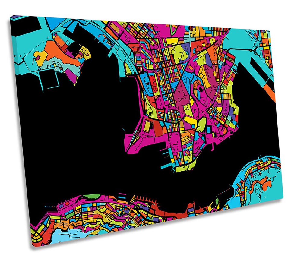 Hong Kong City Modern Map Multi-Coloured