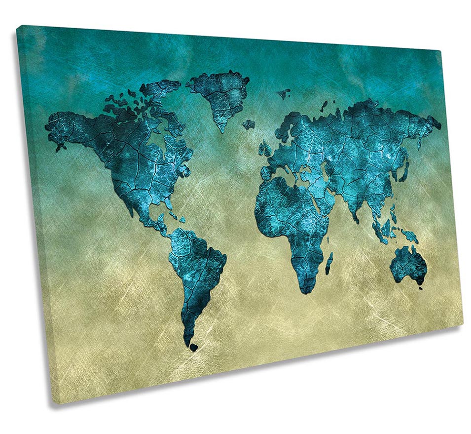 World Map Modern Turquoise